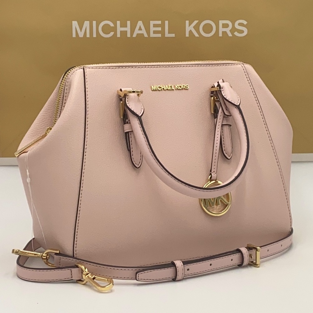 MICHAEL KORS CHARLOTTE LARGE SATCHEL POWDER BLUSH - Picture 3 of 15